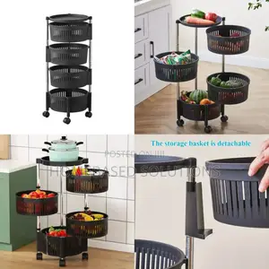 Black Movable Plastic Kitchen Fruit Rack