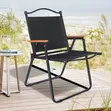 Foldable Outdoor Chair with Wood Armrest - 1