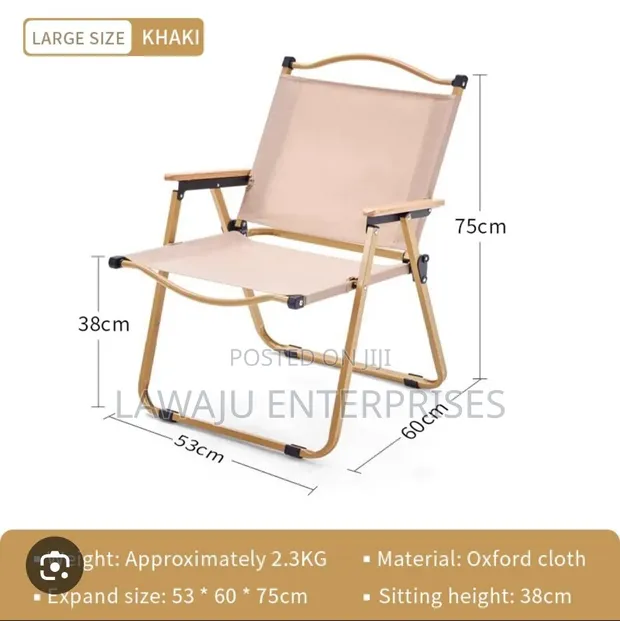 Foldable Camping Chair with Wood Armrest - 1
