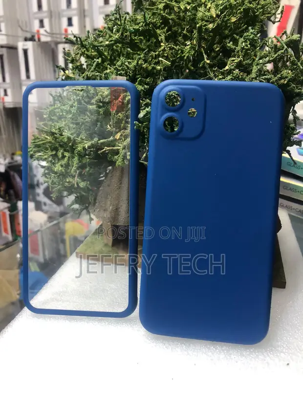 Blue Silicone Mobile Phone Back Cover with Screen Protector - 1