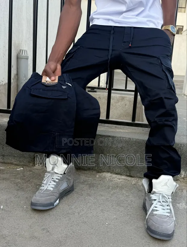Black Cargo Pants for Men - 1