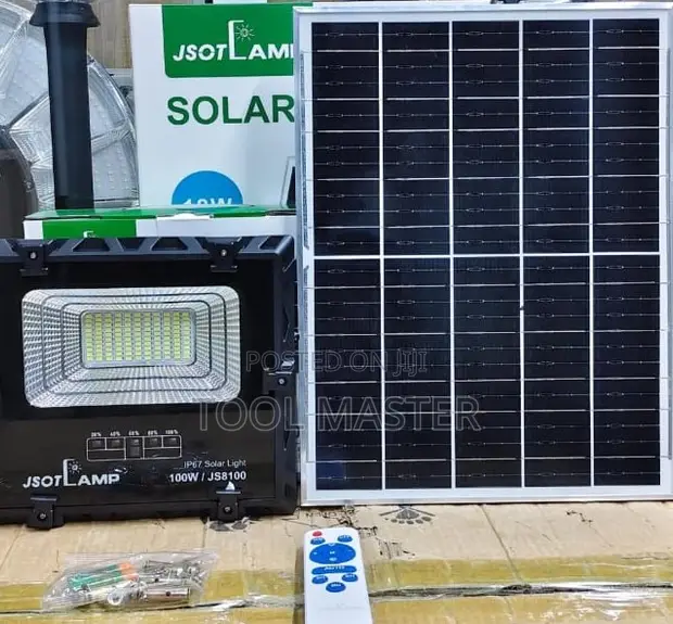 JSOT 100W Solar Floodlight with Remote - 1
