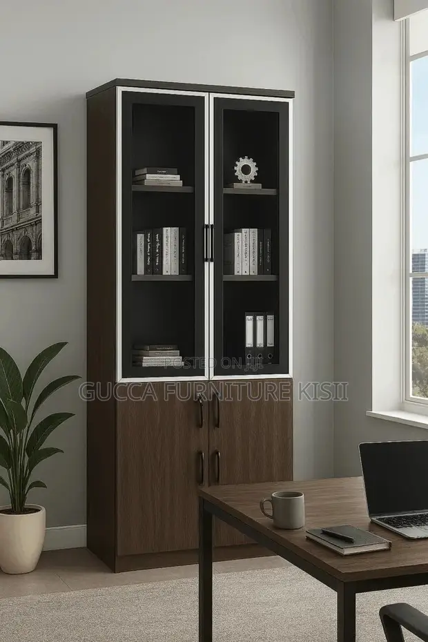 Half Glass Wooden Bookcase - 1
