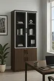 Half Glass Wooden Bookcase - 1