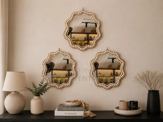 Boho Beaded Irregular Mirror Tray - 1