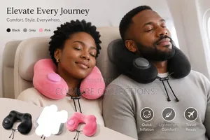Inflatable Travel Neck Pillow with Storage Bag
