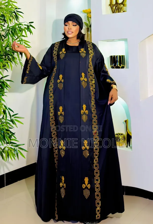 2-in-1 Luxury Navy Blue Gold Abaya/Kaftan - 1