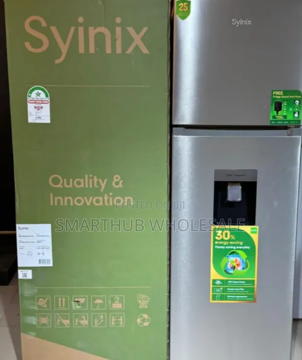Syinix Double Door Refrigerator No Frost 257L with Water Dispenser - 1
