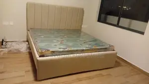5x6 Beige Channel-Tufted Chester Bed Frame - Free Delivery