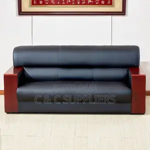 5-Seater Executive Visitor's Sofa Set - Black Leather