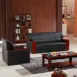 5-Seater Executive Visitor's Sofa Set - Black Leather - 5