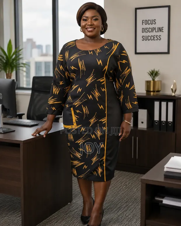 Elegant Office-Ready Dress with Abstract Patterns - 1