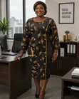 Elegant Office-Ready Dress with Abstract Patterns - 1