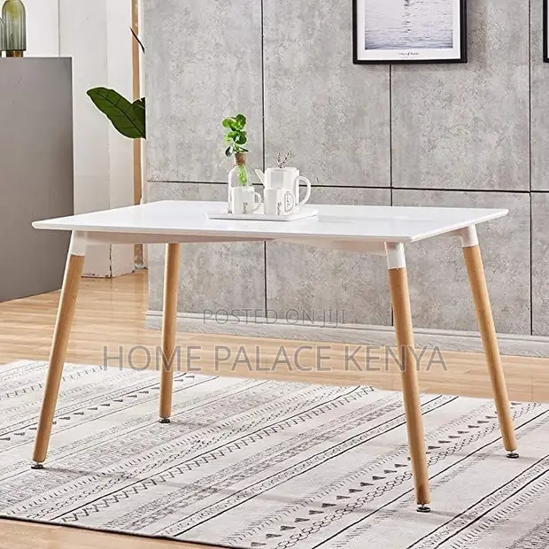 Spacious Rectangular Dining Table - White Wood Finish - 1