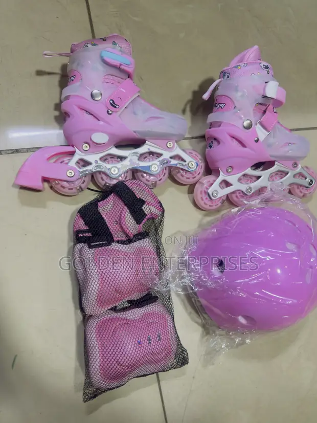 Girl Kids Roller Skating Starter Kit with Helmet and Pads - 1