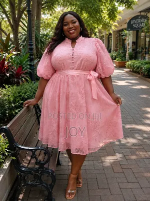Elegant Pink Floral Lace Dress - Size XL