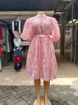 Elegant Pink Floral Lace Dress - Size XL - 2