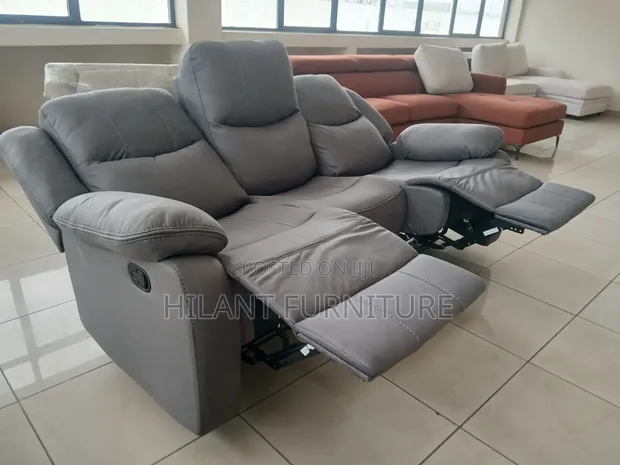 Luxury Grey 3-Seater Recliner Sofa - 1