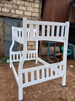 White Wooden Bunk Bed (3.5x6 Top, 4x6 Bottom)