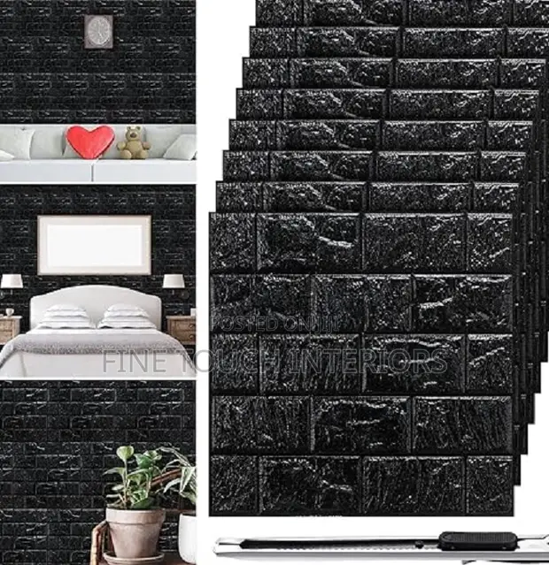 Black 3D Foam Wall Panels - 1