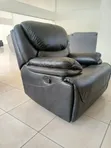 Luxury Single Seater Recliner Sofa - Black Leather - 5