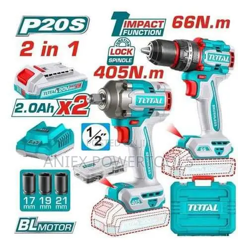 Total TCKLI20286 20V Cordless 2-Piece Combo Kit - 1