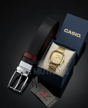 The Modern Gentleman Co. Casio Watch & Leather Belt Set