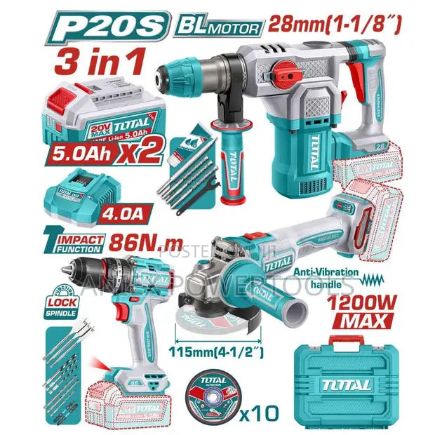 Total TOSLI251195 Cordless 3-Piece Combo Kit - 1