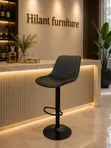 Modern Black Adjustable Bar Stool with Backrest - 1