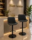 Modern Black Adjustable Bar Stool with Backrest - 3