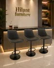 Modern Black Adjustable Bar Stool with Backrest - 4