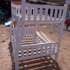 Sturdy White Wooden Bunk Bed (3.5x6 Top, 4x6 Bottom)