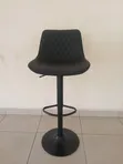 Black Adjustable Bar Stool with Quilted Backrest - 1