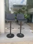 Black Adjustable Bar Stool with Quilted Backrest - 3