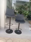 Black Adjustable Bar Stool with Quilted Backrest - 5