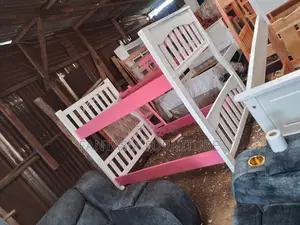 White & Pink Bunk Bed with Slide - Free Delivery