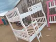 All-White Wooden Bunk Bed (3.5x6 Top, 4x6 Bottom) - 1