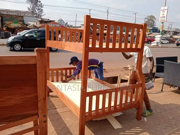 Solid Mahogany Wooden Bunk Bed (3.5x6 Top, 4x6 Bottom) - 1