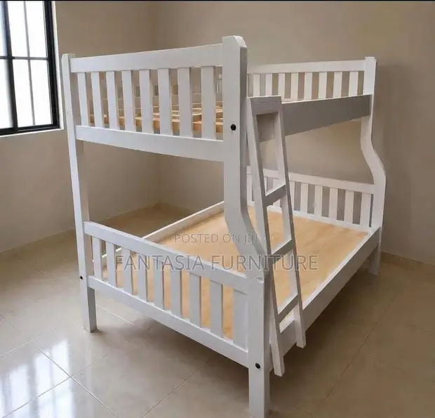 Modern White Bunk Bed 3.5x6 Top, 4x6 Bottom - 1
