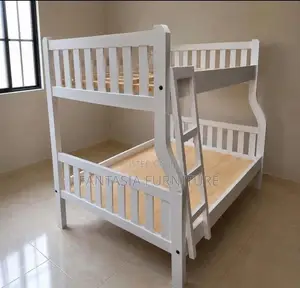 Modern White Bunk Bed 3.5x6 Top, 4x6 Bottom
