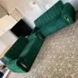 5 Seater Emerald Green Channel-Tufted Sofa - 1