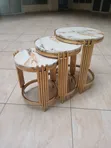 Luxury 3-in-1 Round Marble Nesting Tables - Gold Finish - 1