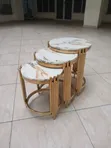 Luxury 3-in-1 Round Marble Nesting Tables - Gold Finish - 2