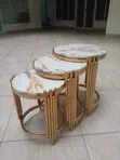 Luxury 3-in-1 Round Marble Nesting Tables - Gold Finish - 3