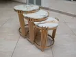 3-in-1 Luxury Round Marble Nesting Tables - Gold - 3