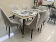 Luxury 6-Seater Marble Dining Table Set - Gold Black Modern - 1