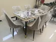 Luxury 6-Seater Marble Dining Table Set - Gold Black Modern - 3