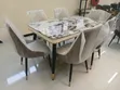 Luxury 6-Seater Marble Dining Table Set - Gold Black Modern - 4