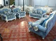 Luxury 7-Seater Classic Sofa Set - Royal Blue & White - 1