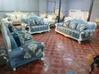 Luxury 7-Seater Classic Sofa Set - Royal Blue & White - 2